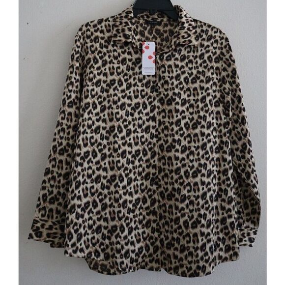 FloryDay Women’s Sz Small Leopard Print Long Sleeve Button-Up Collared Shirt - Picture 1 of 5